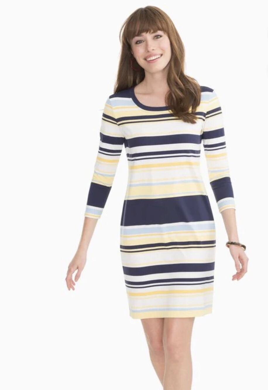 Southern Tide Camille Performance Nautical Navy Multi-Colored Striped Dress XS